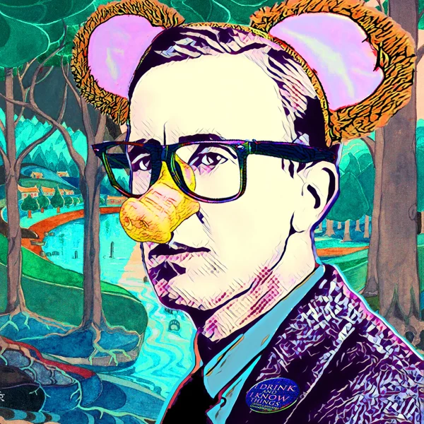 Tolkien 34: Mouse ears, black glasses, and a bubblegum bubble
