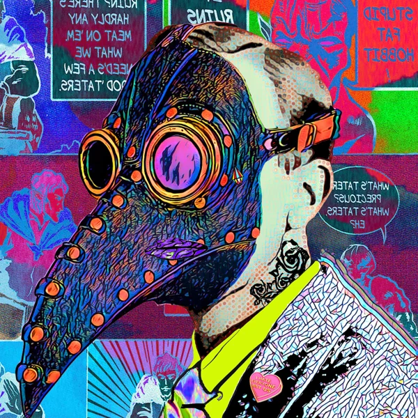 Tolkien 39: A dark patterned plague doctor mask with round lenses