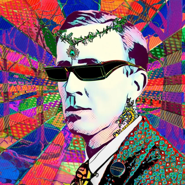 Tolkien 42: A leafy silver headpiece and narrow black sunglasses