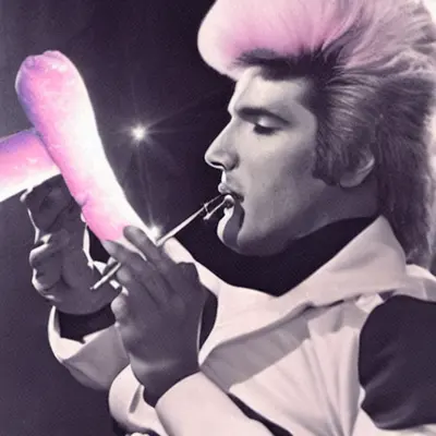 Pink Elvis, surreal pop-art composition