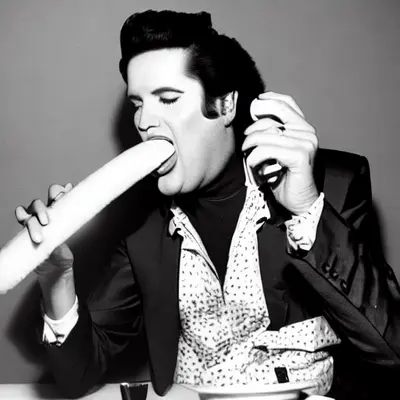 Pink Elvis, surreal pop-art composition