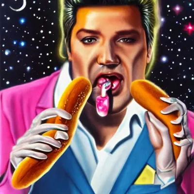 Pink Elvis, surreal pop-art composition