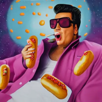 Pink Elvis, surreal pop-art composition