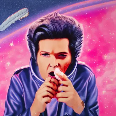 Pink Elvis, surreal pop-art composition