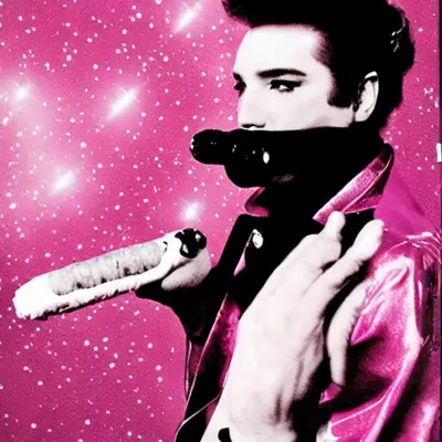 Pink Elvis, surreal pop-art composition
