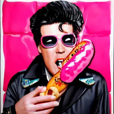 Pink Elvis, surreal pop-art composition