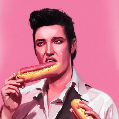 Pink Elvis, surreal pop-art composition
