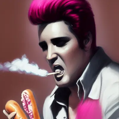 Pink Elvis, surreal pop-art composition