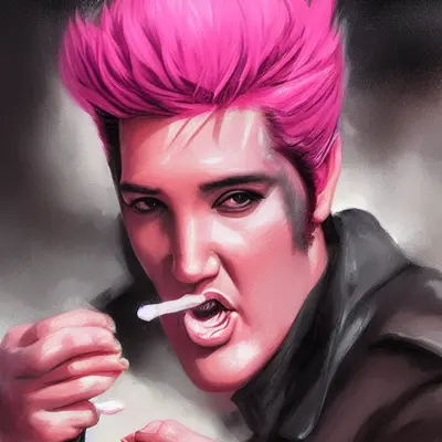 Pink Elvis, surreal pop-art composition