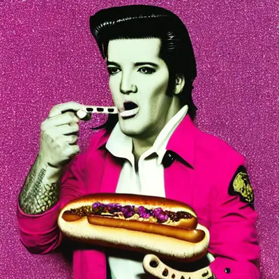 Pink Elvis, surreal pop-art composition