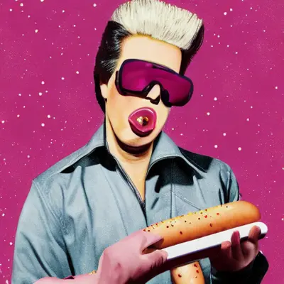 Pink Elvis, surreal pop-art composition