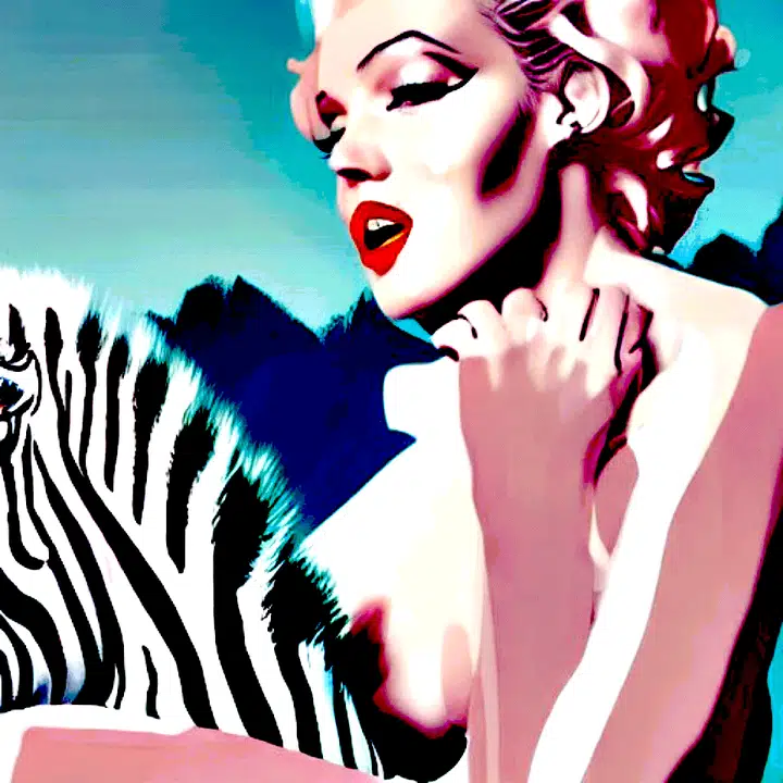 Pink Marilyn — a surreal composition in pink, with Marilyn Monroe and Art Deco imagery