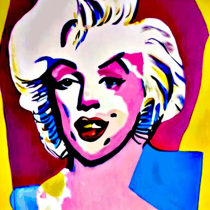 Pink Marilyn — a surreal composition in pink, with Marilyn Monroe and Art Deco imagery