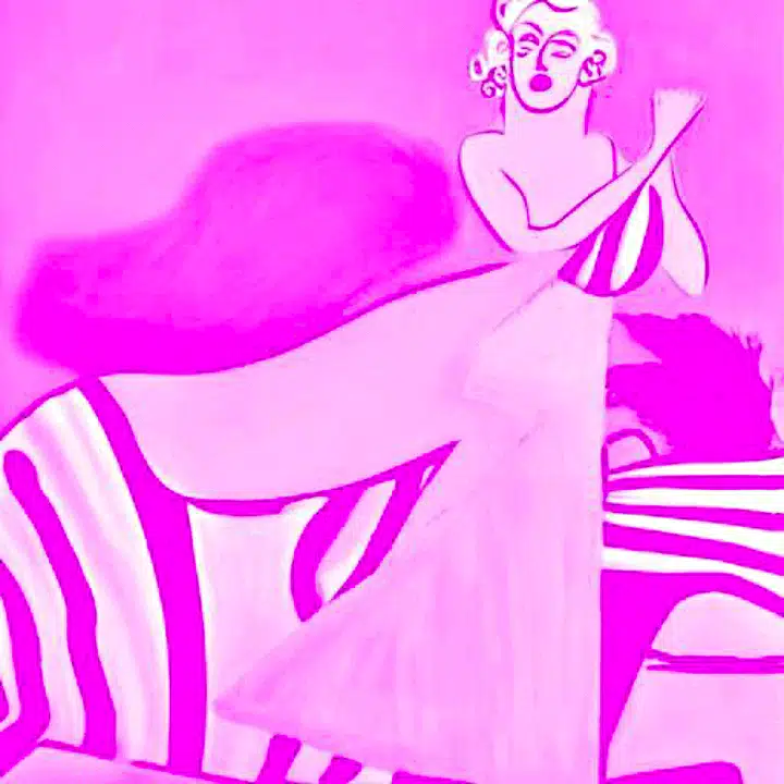 Pink Marilyn — a surreal composition in pink, with Marilyn Monroe and Art Deco imagery