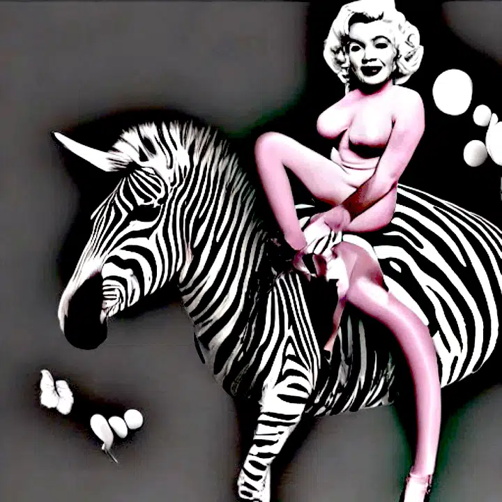 Pink Marilyn — a surreal composition in pink, with Marilyn Monroe and Art Deco imagery