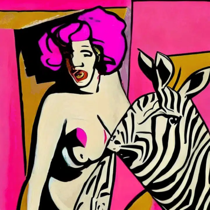 Pink Marilyn — a surreal composition in pink, with Marilyn Monroe and Art Deco imagery