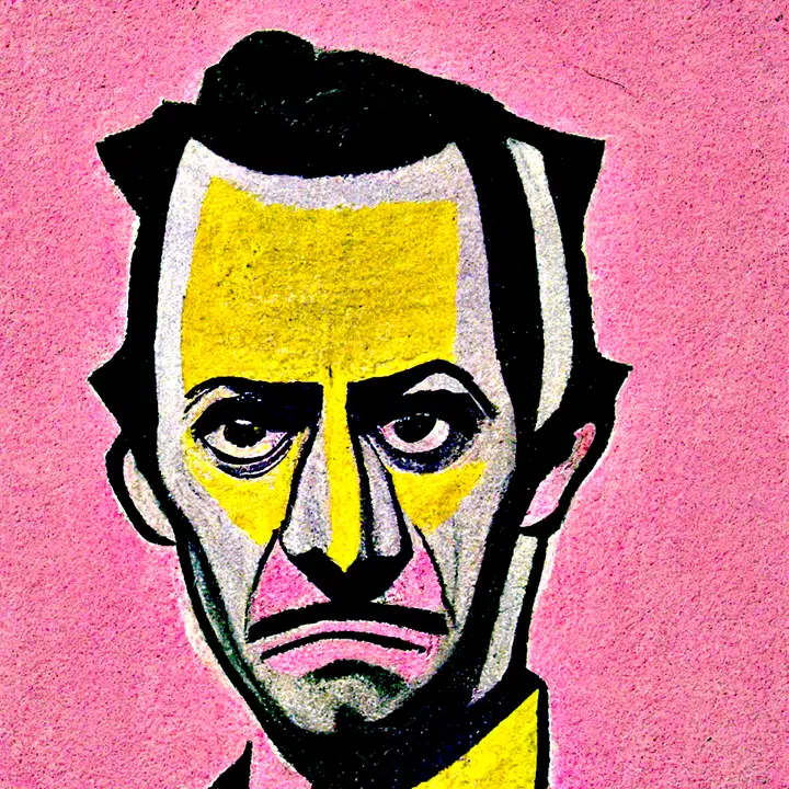 Bearded portrait with black curls and a yellow forehead