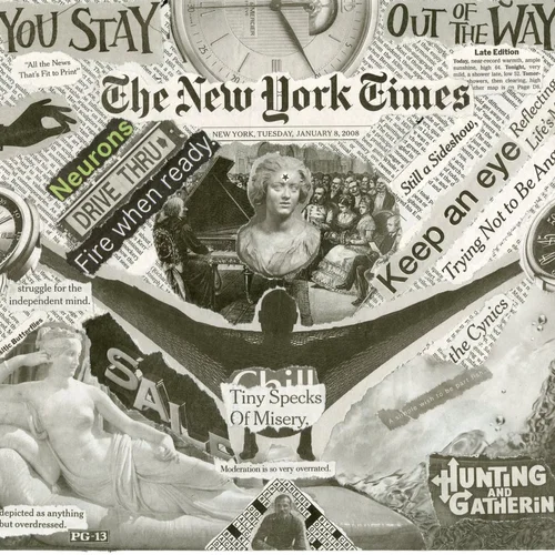 Newspaper collage, January 8th, 2008
