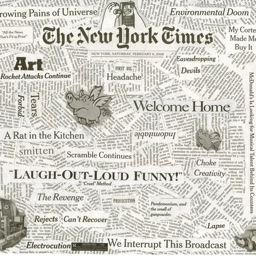 Newspaper collage, February 9th, 2008