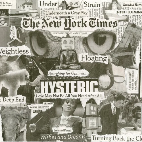 Newspaper collage, March 7th, 2008