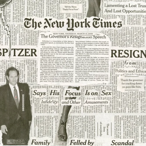 Newspaper collage, March 13th, 2008
